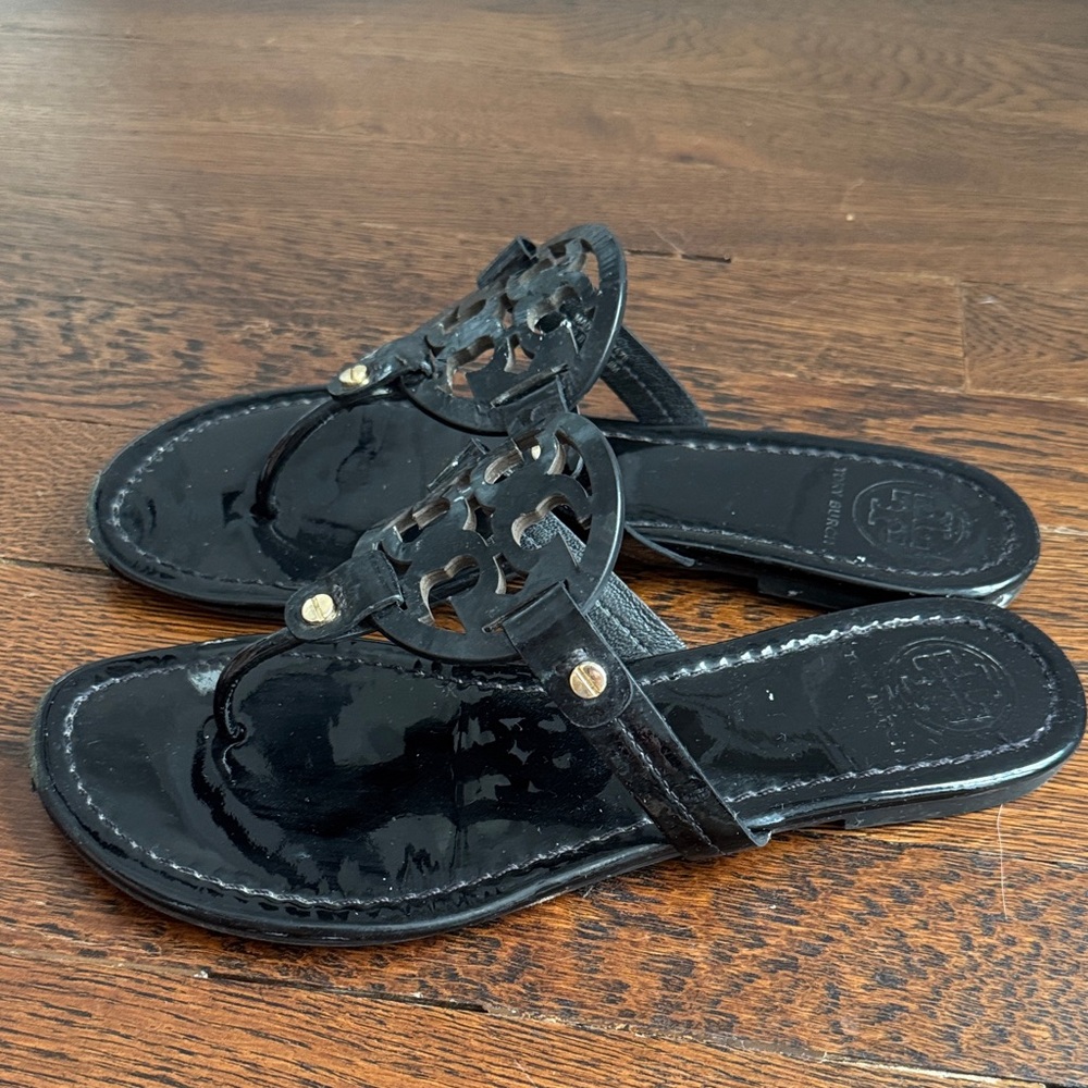 Tory Burch Black Logo Sandals - Picture 6 of 10